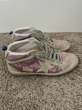 Golden Goose Mid Star Pink Glitter Sneakers Size 40 US 9 GGDB